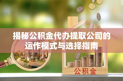 四湖揭秘公积金代办提取公司的运作模式与选择指南
