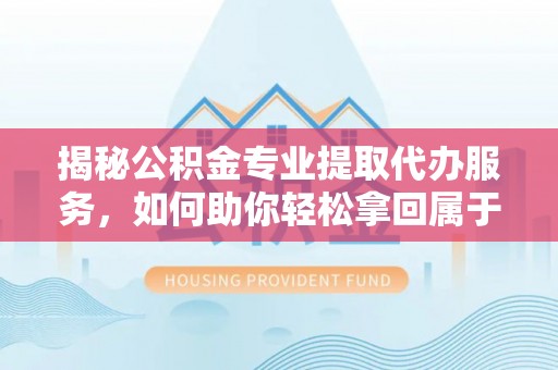四湖揭秘公积金专业提取代办服务，如何助你轻松拿回属于你的资金