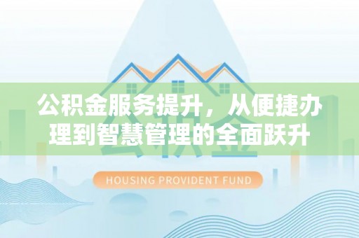 四湖公积金服务提升，从便捷办理到智慧管理的全面跃升
