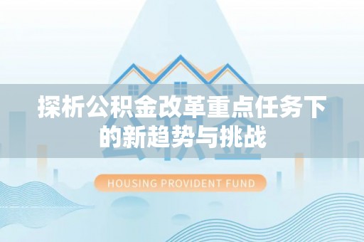 四湖探析公积金改革重点任务下的新趋势与挑战