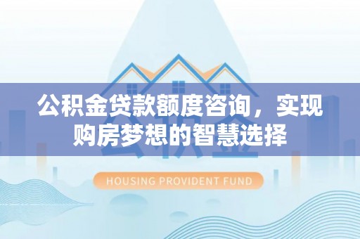 四湖公积金贷款额度咨询，实现购房梦想的智慧选择