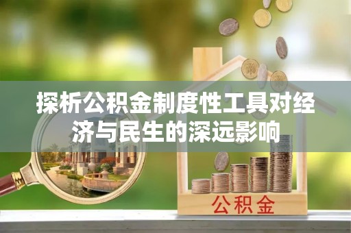 四湖探析公积金制度性工具对经济与民生的深远影响