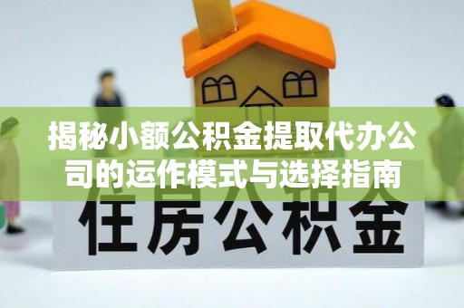 四湖揭秘小额公积金提取代办公司的运作模式与选择指南