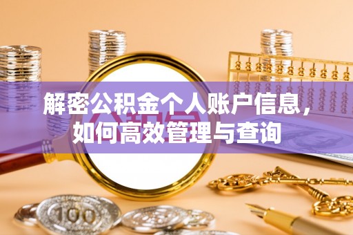 四湖解密公积金个人账户信息，如何高效管理与查询