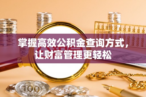 四湖掌握高效公积金查询方式，让财富管理更轻松