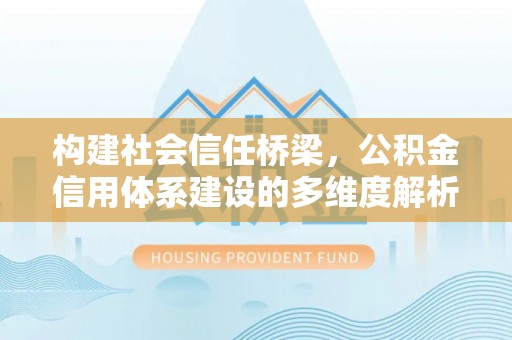 四湖构建社会信任桥梁，公积金信用体系建设的多维度解析