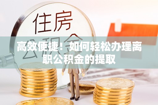 四湖高效便捷！如何轻松办理离职公积金的提取