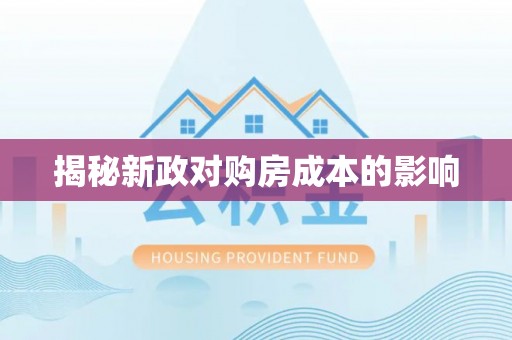 四湖揭秘新政对购房成本的影响