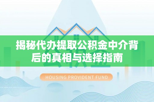 四湖揭秘代办提取公积金中介背后的真相与选择指南