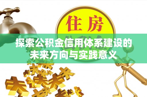 四湖探索公积金信用体系建设的未来方向与实践意义